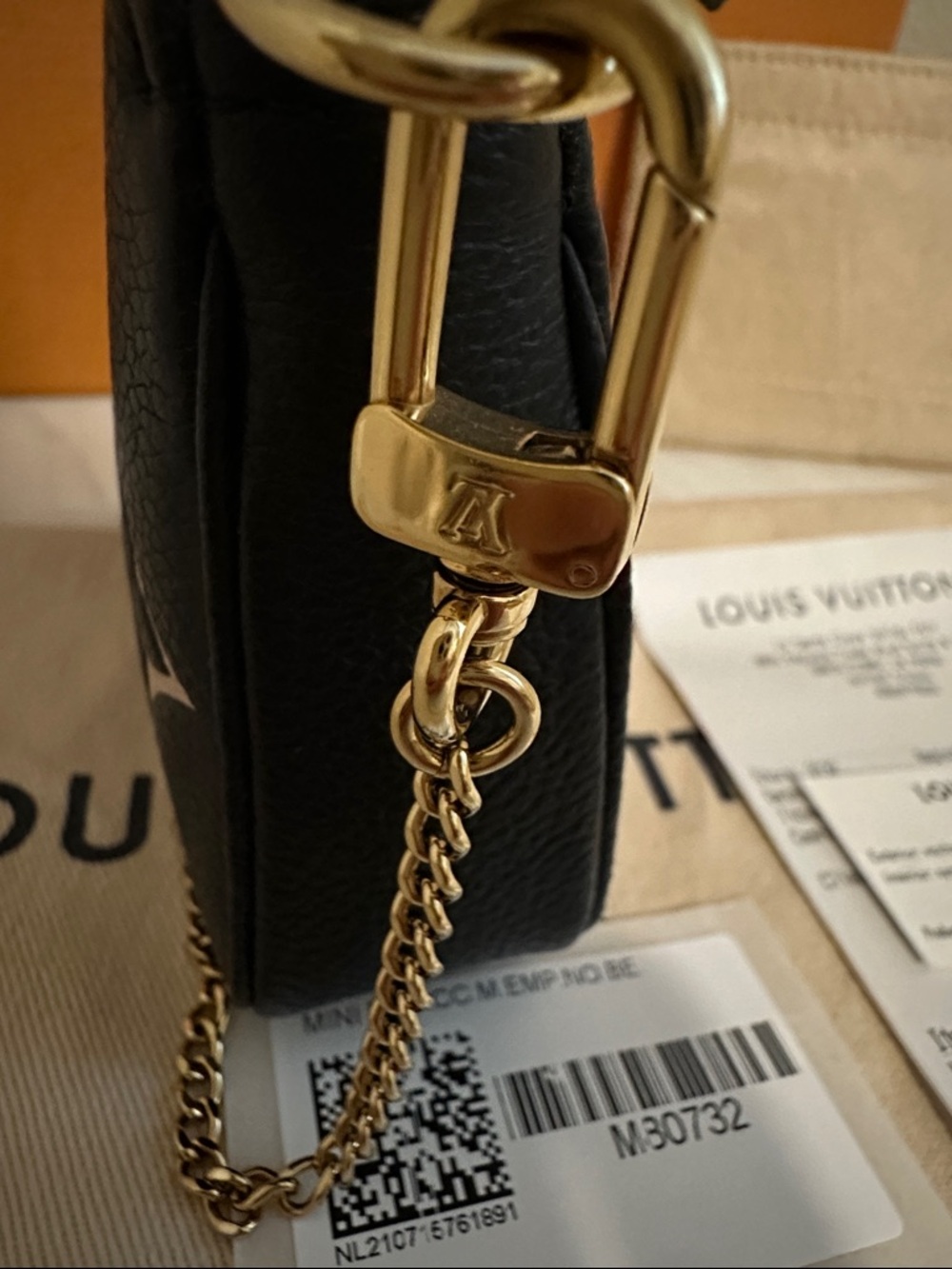 Louis Vuitton Black with Cream Monogram Mini Pochette Wristlet - Picture 6 of 10